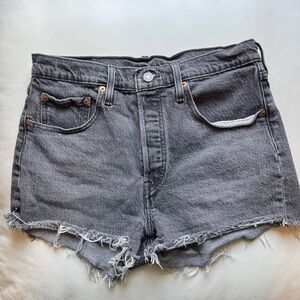 Levi's 501 Premium Gray High-Rise Cutoff Denim Shorts, size 30
